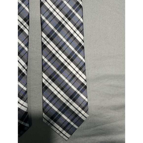 The Savile Row Company Blue/Black Plaid Neck Tie Preppy - Picture 2 of 5